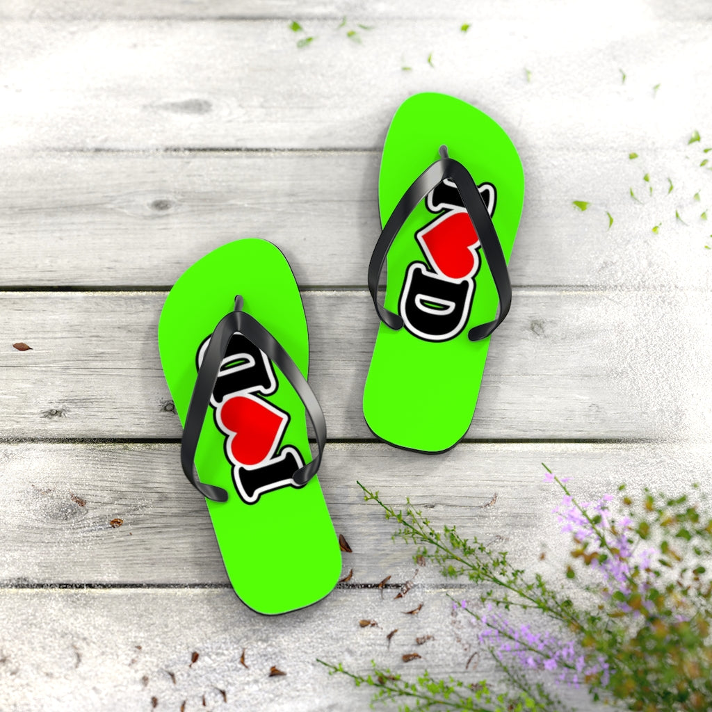 I Heart D Flip Flops GREEN