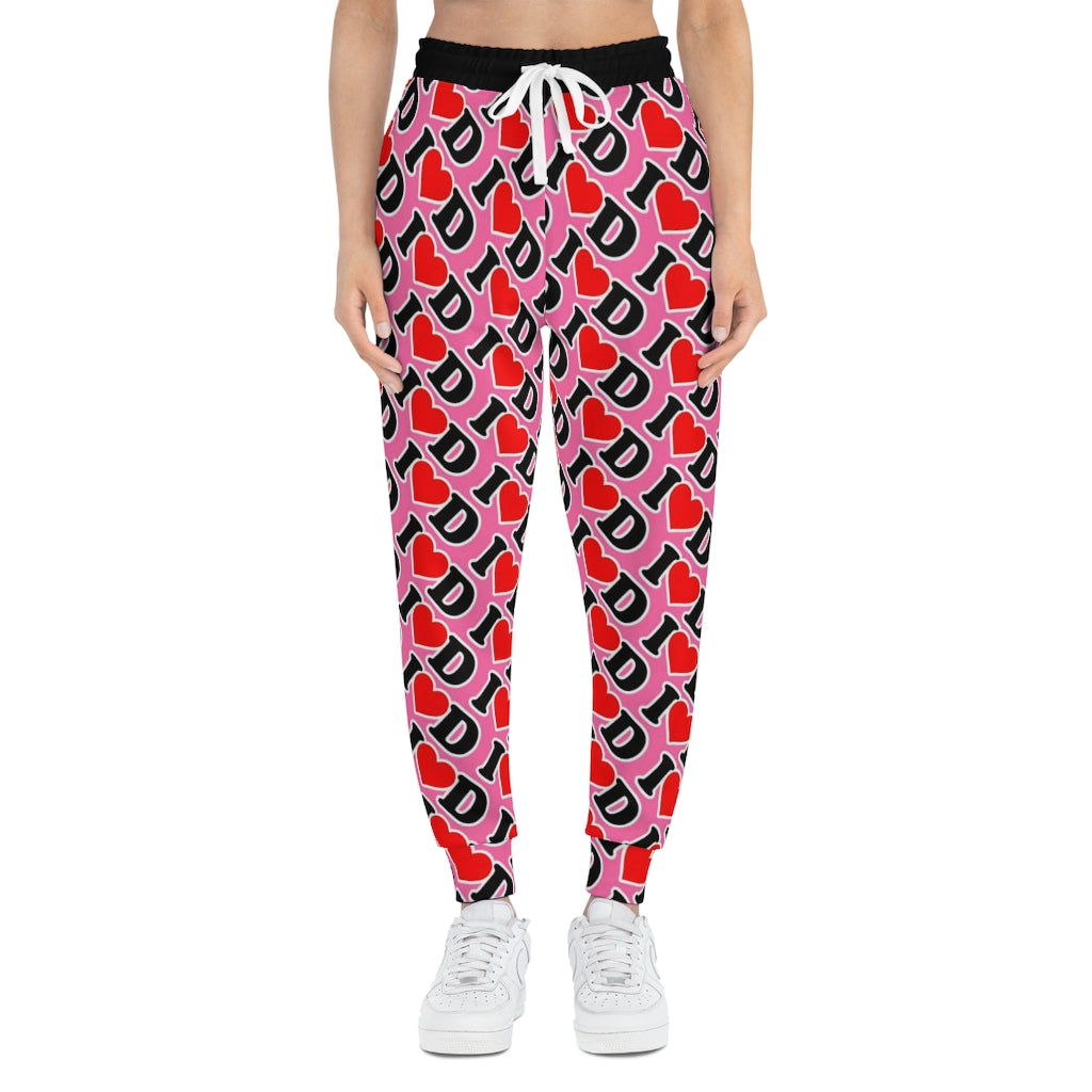 I Heart D Athletic Joggers (AOP) PINK