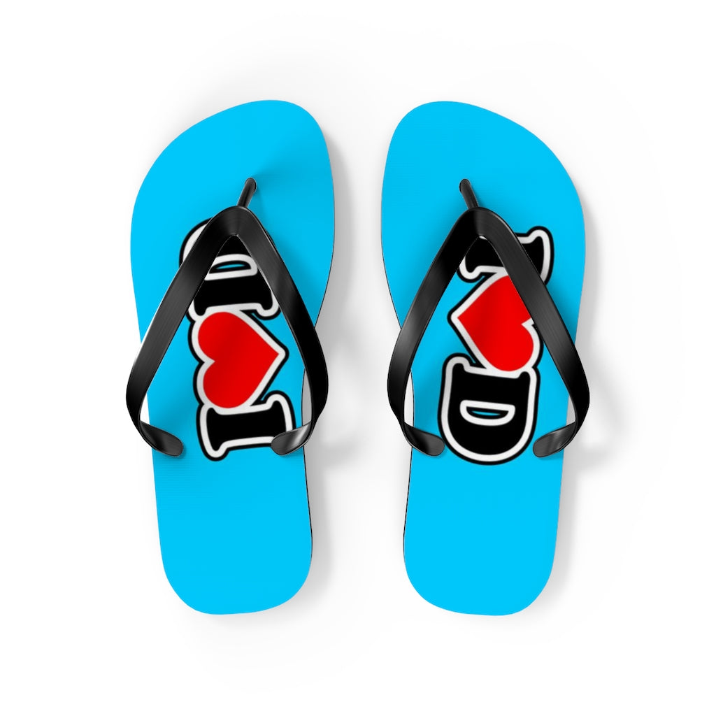 I Heart D Flip Flops BLUE