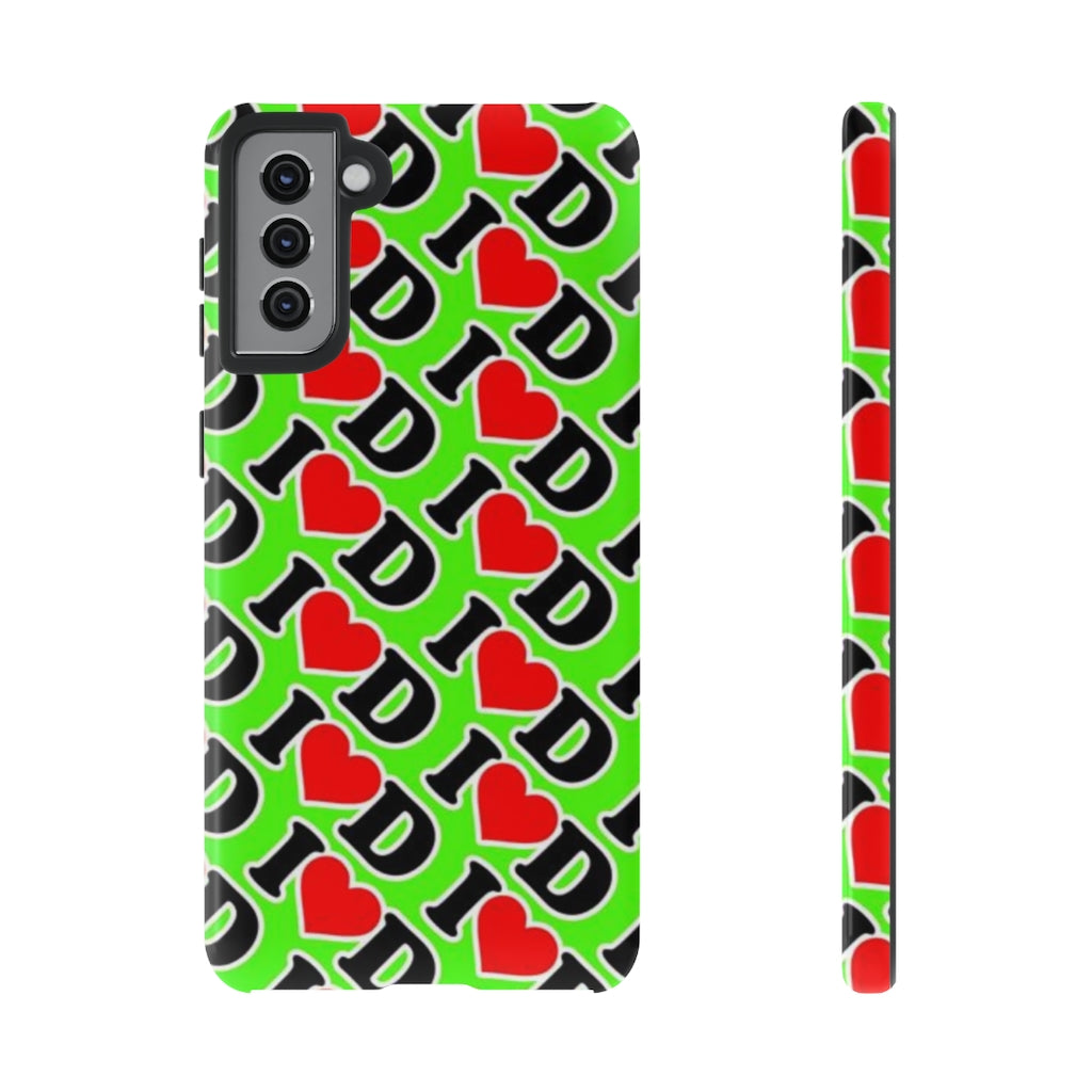 I Heart D all over print Tough Cases GREEN