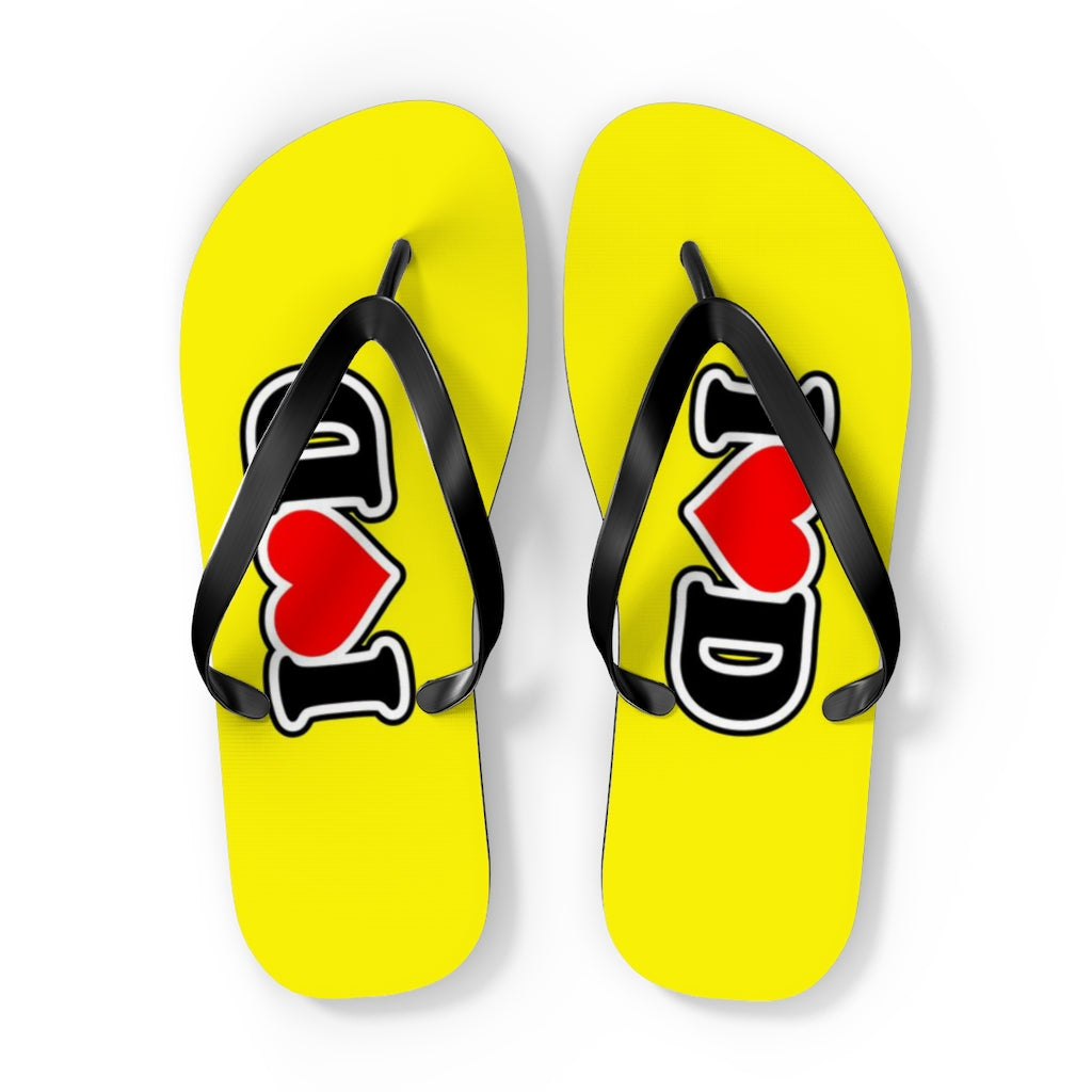 I Heart D Flip Flops YELLOW