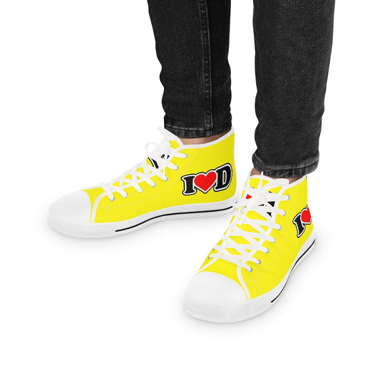 I Heart D Men's High Top Sneakers YELLOW