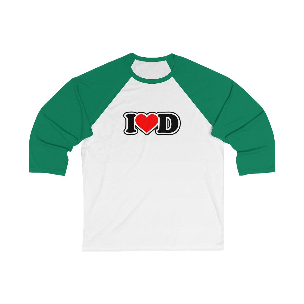 I Heart D Unisex 3\4 Sleeve Baseball Tee