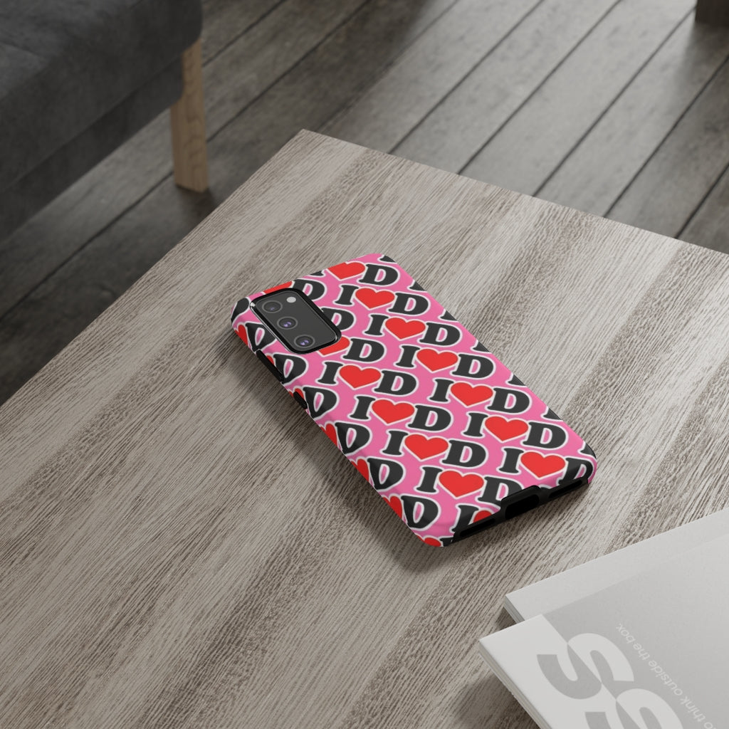 I Heart D all over print Tough Cases PINK