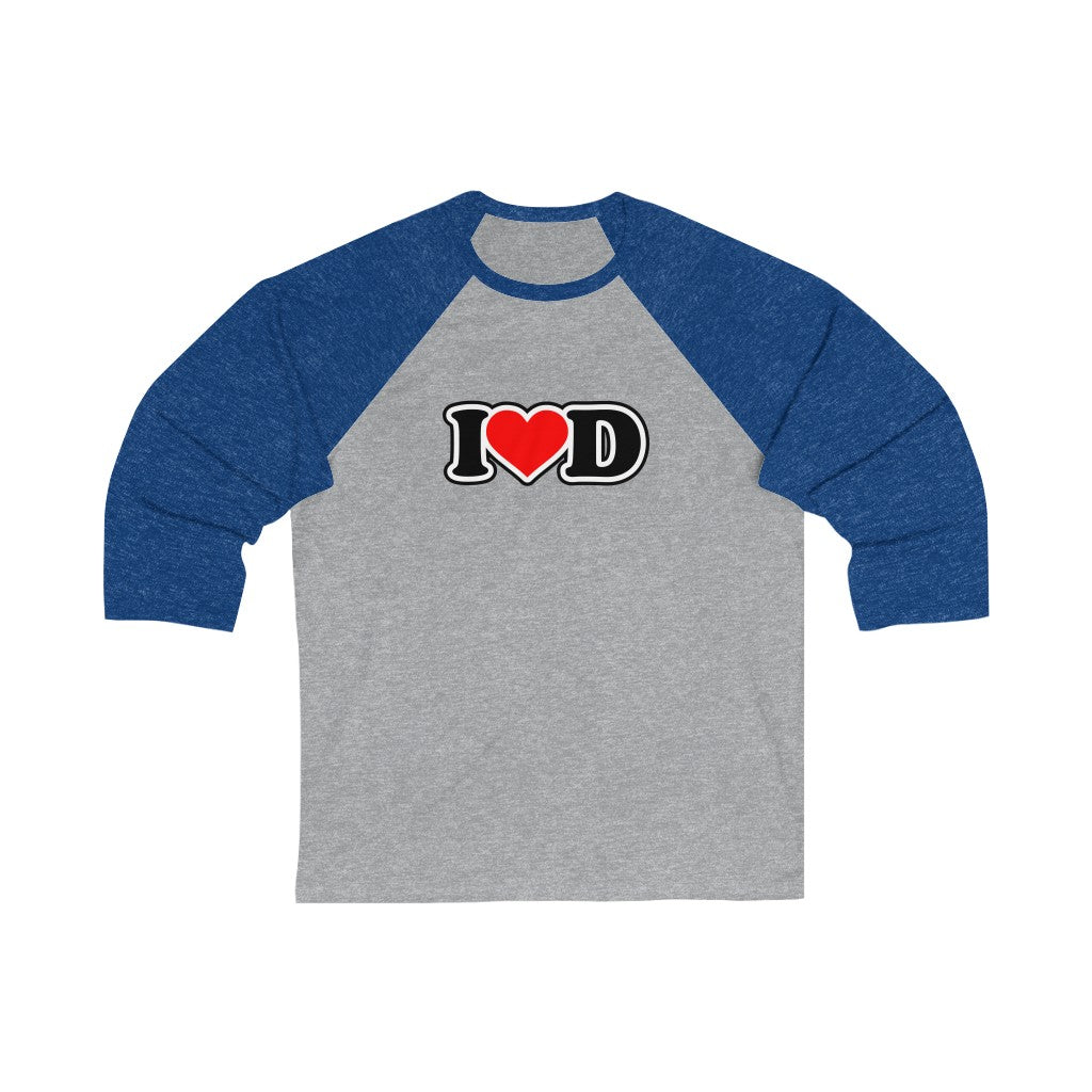 I Heart D Unisex 3\4 Sleeve Baseball Tee