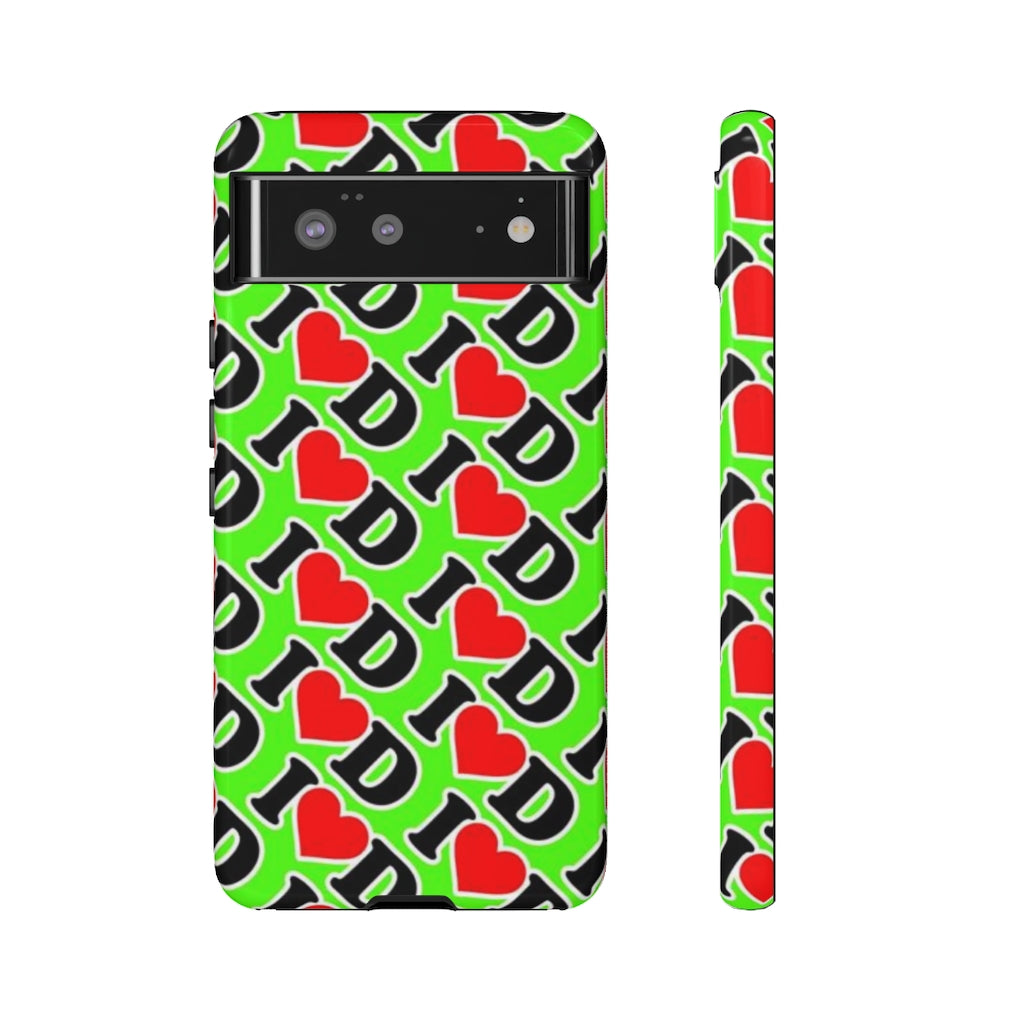 I Heart D all over print Tough Cases GREEN