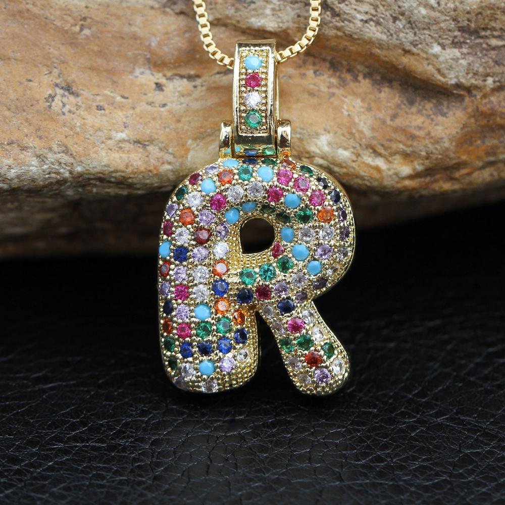 AAA Cubic Zirconia Bubble Initial Letter Pendant Necklace