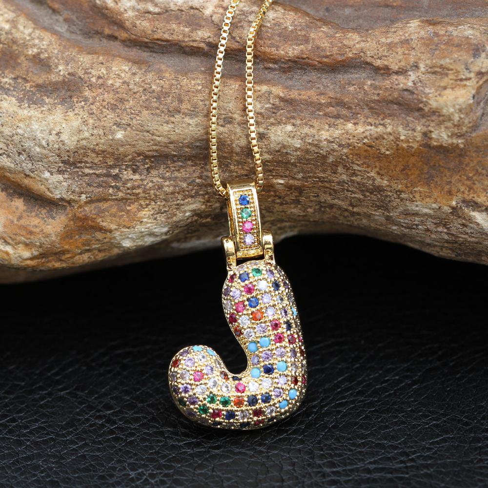 AAA Cubic Zirconia Bubble Initial Letter Pendant Necklace