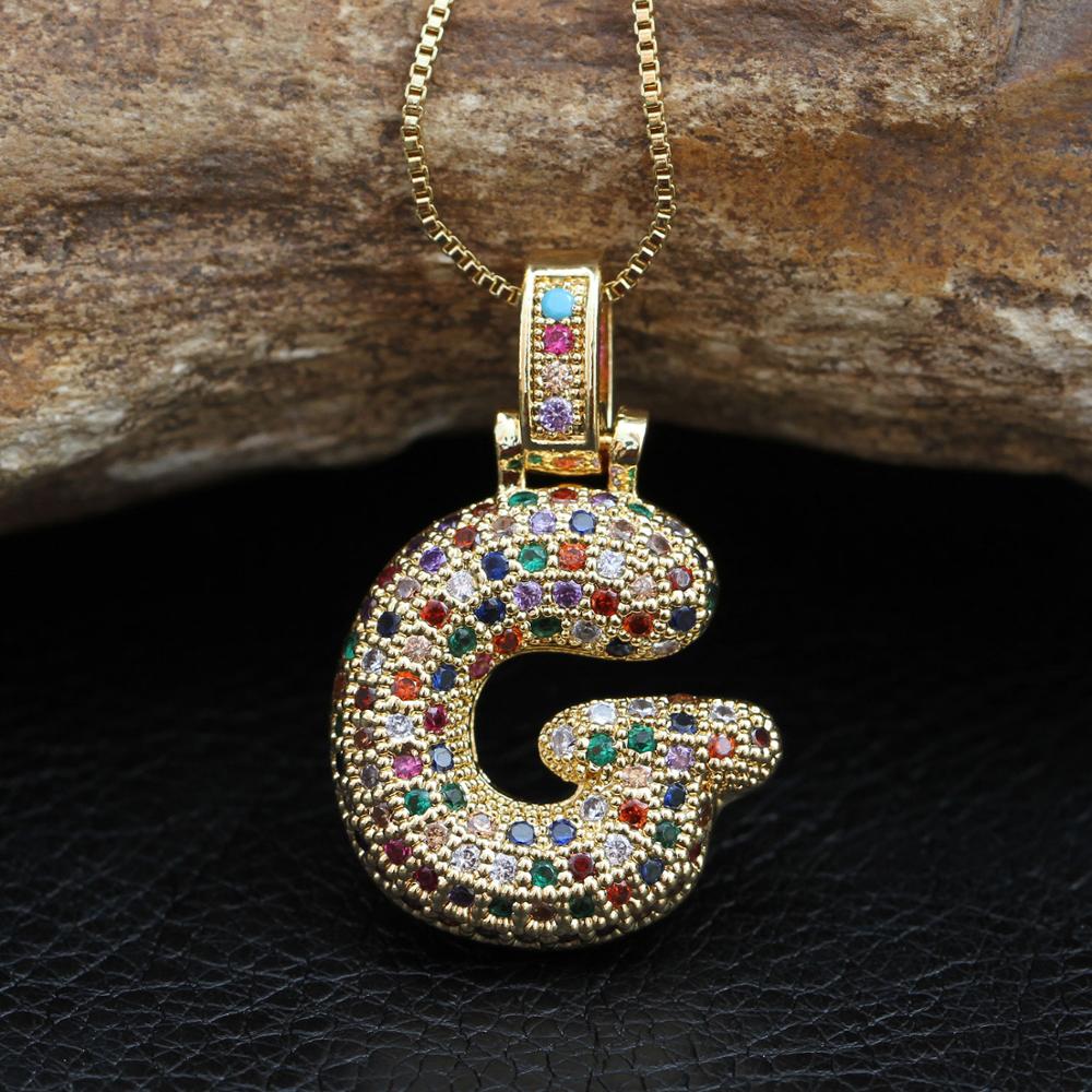 AAA Cubic Zirconia Bubble Initial Letter Pendant Necklace