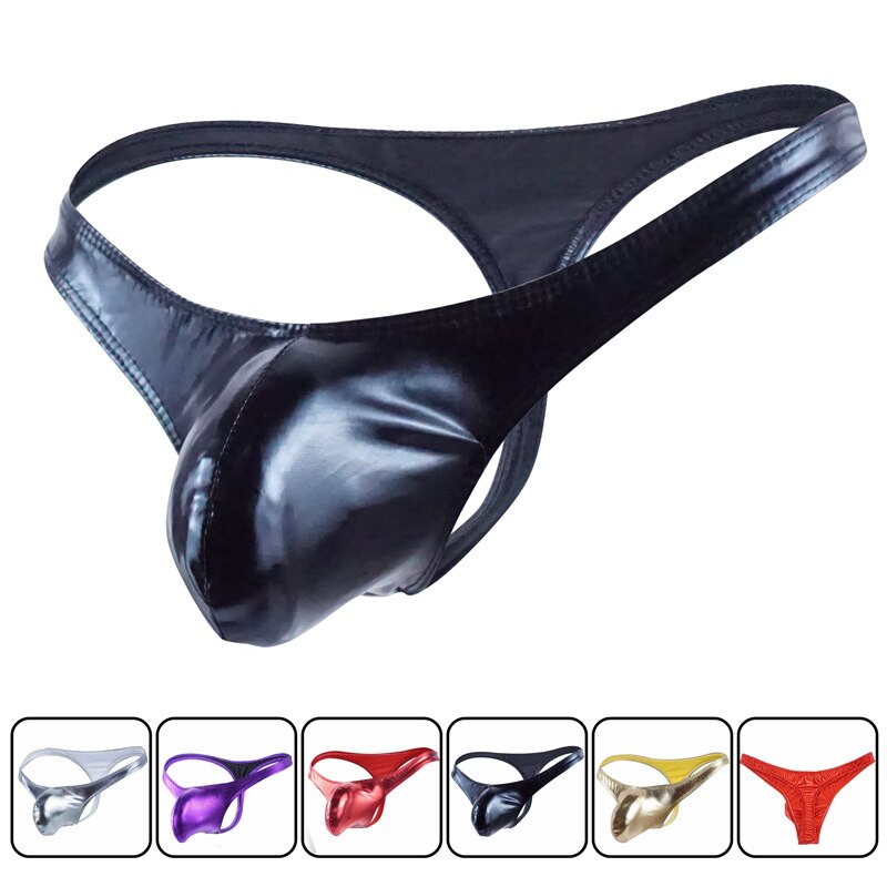 Slick Thong Sexy  Patent Leather Underpants Pouch Thong G-String