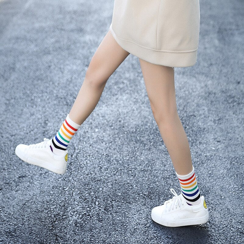 Rainbow Striped Short Socks