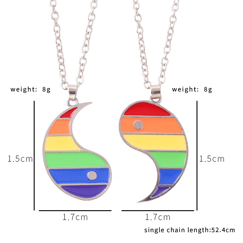 Rainbow Couple Heart Necklace