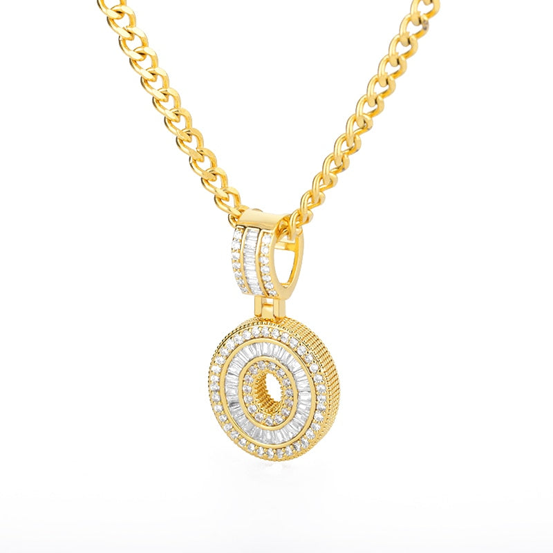 AAA Cubic Zirconia Initial Letters N-Z Pendant Necklace GOLD finish