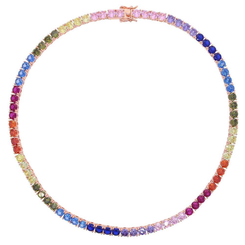 Rainbow  16" 18" Cubic Zirconia 5mm Tennis Chain Necklace