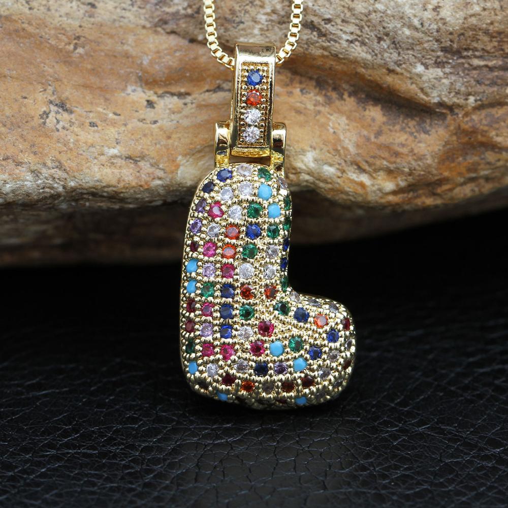 AAA Cubic Zirconia Bubble Initial Letter Pendant Necklace