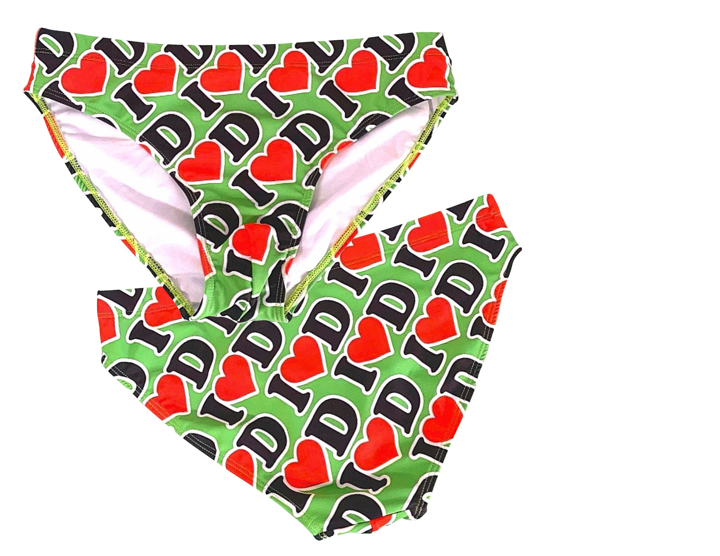 I Heart D all over print swim brief