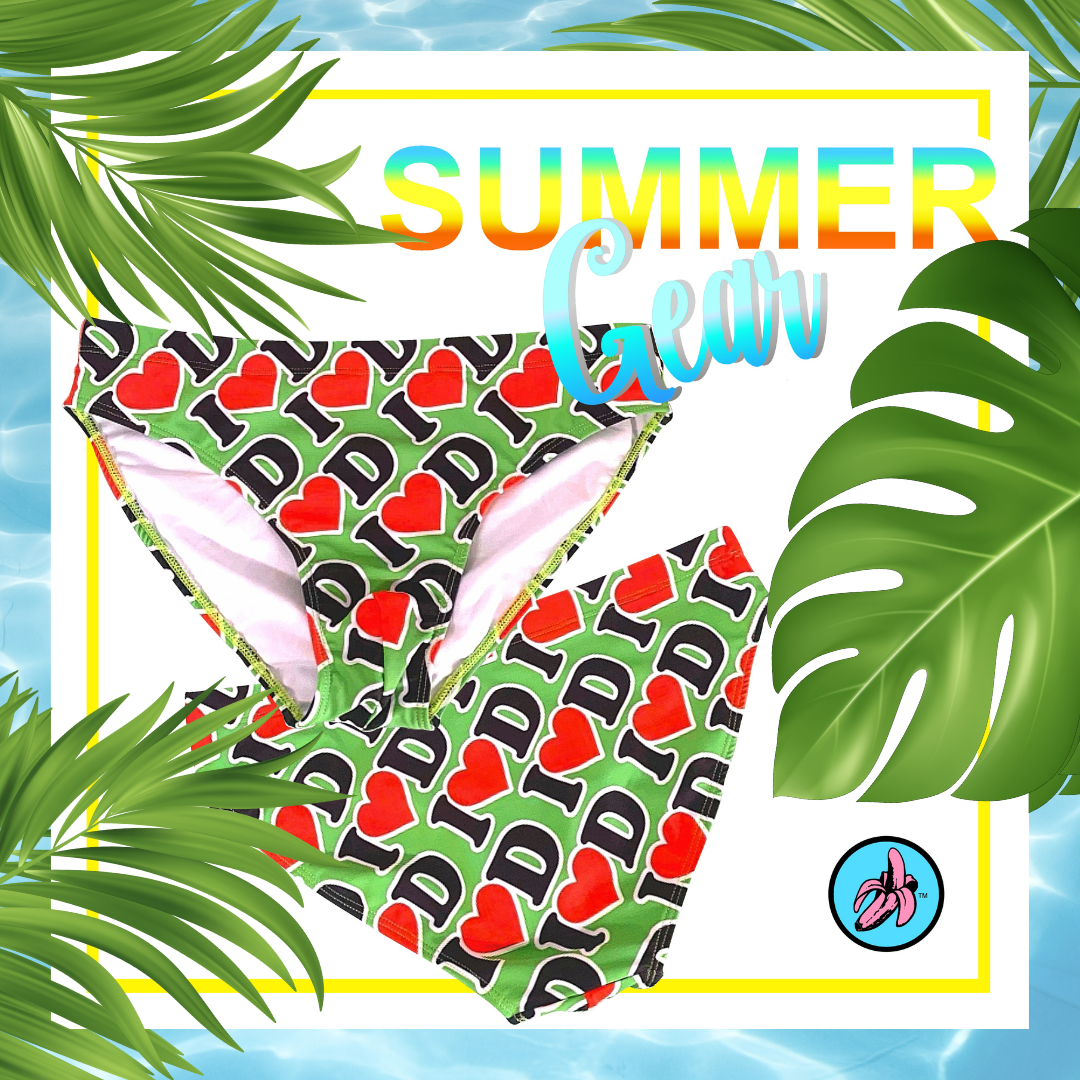 I Heart D all over print swim brief