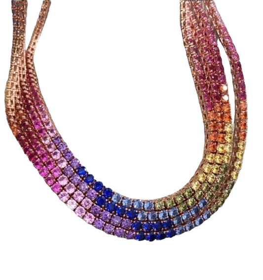 Rainbow  16" 18" Cubic Zirconia 5mm Tennis Chain Necklace