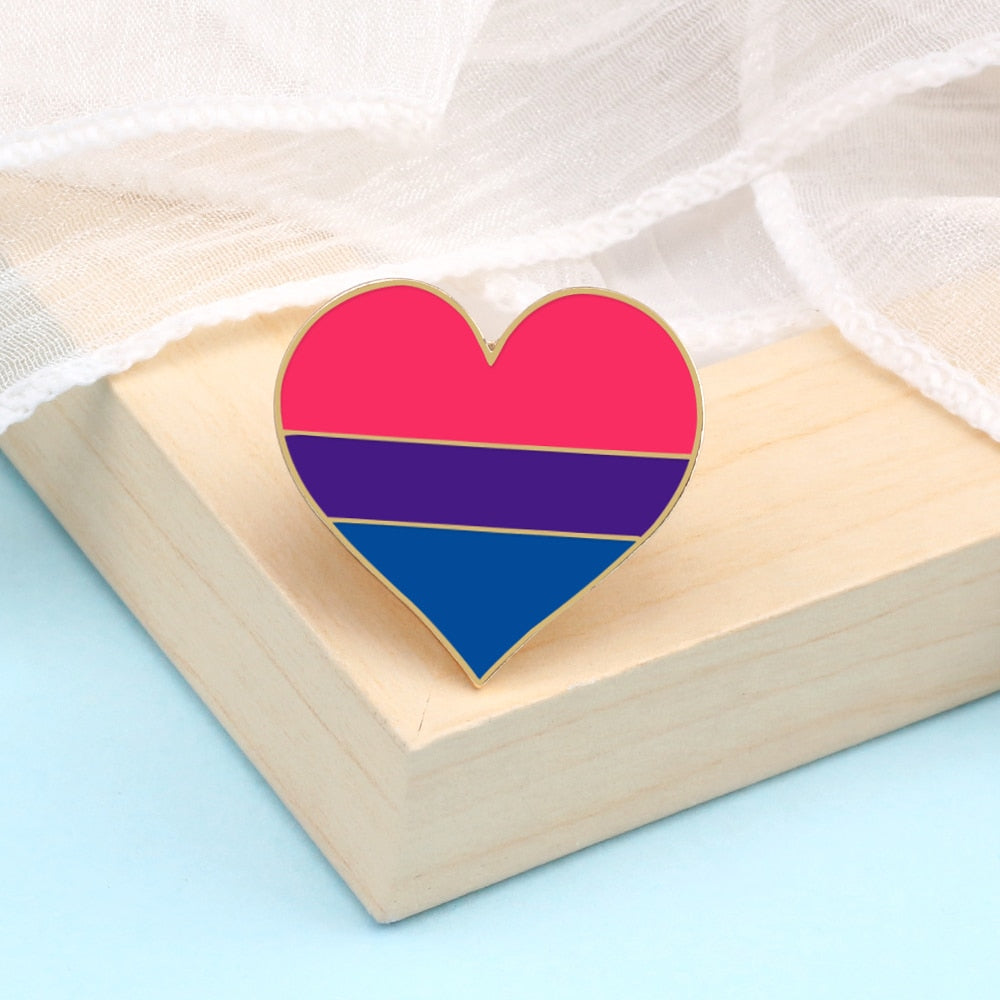 WONABABI Lgbt Flag Rainbow Heart Brooch Peace and Love Enamel Pins