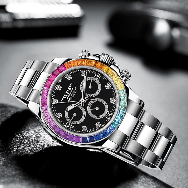 Rainbow Crystal Bezel Watch