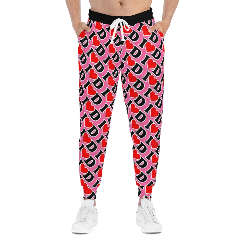 I Heart D Athletic Joggers (AOP) PINK