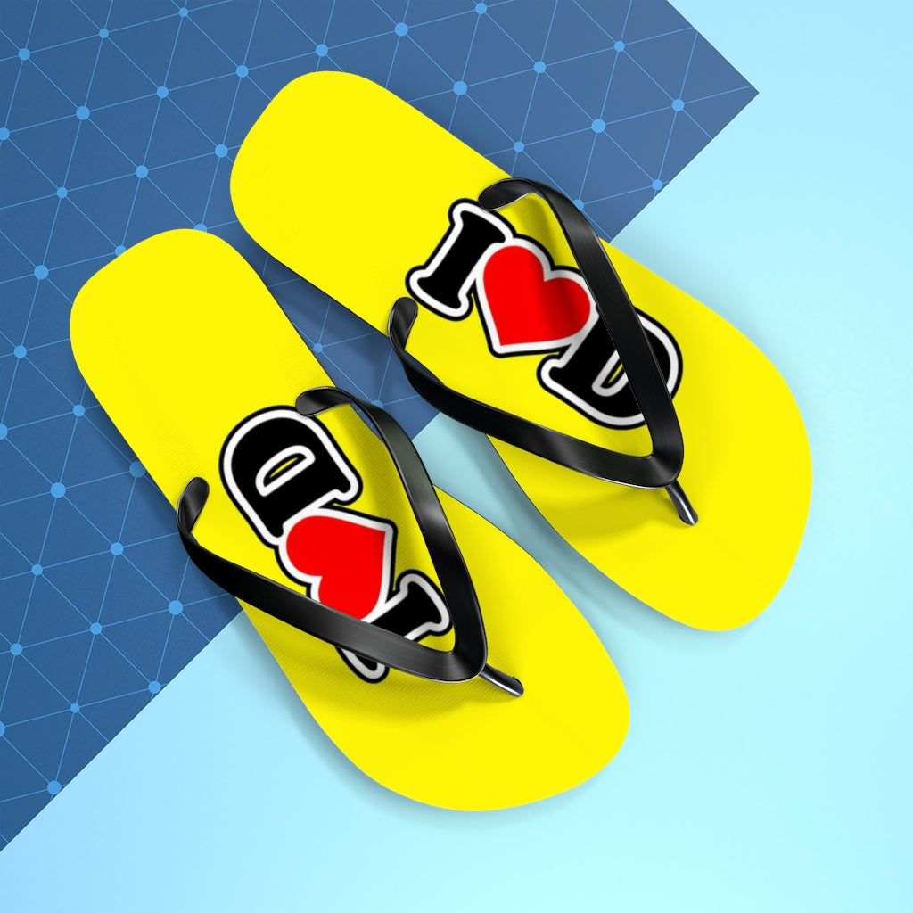 I Heart D Flip Flops YELLOW