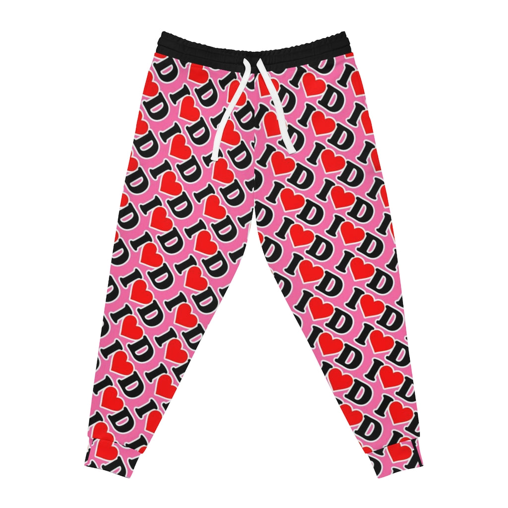 I Heart D Athletic Joggers (AOP) PINK