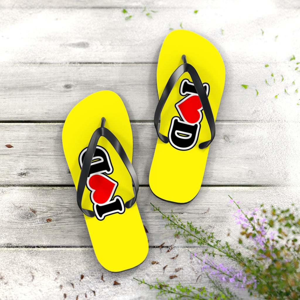 I Heart D Flip Flops YELLOW