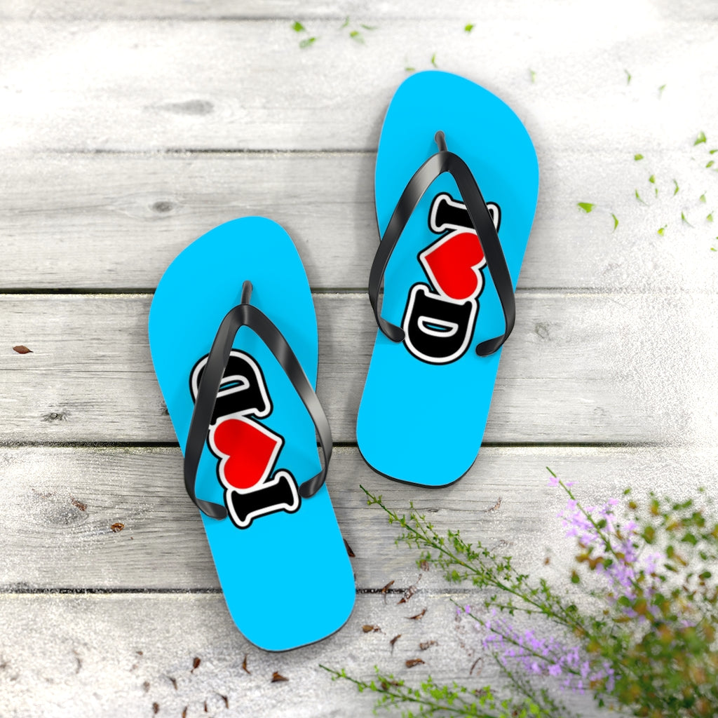 I Heart D Flip Flops BLUE