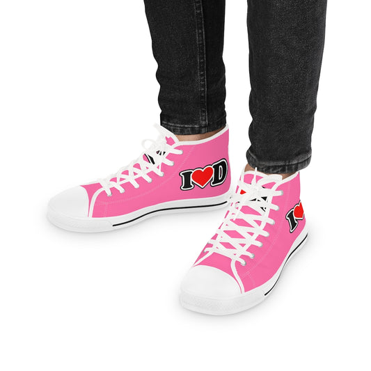 I Heart D Men's High Top Sneakers PINK