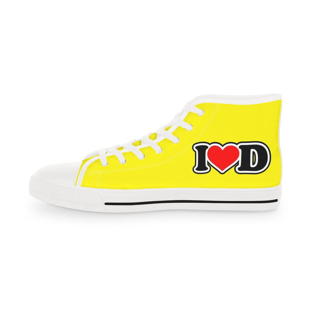 I Heart D Men's High Top Sneakers YELLOW