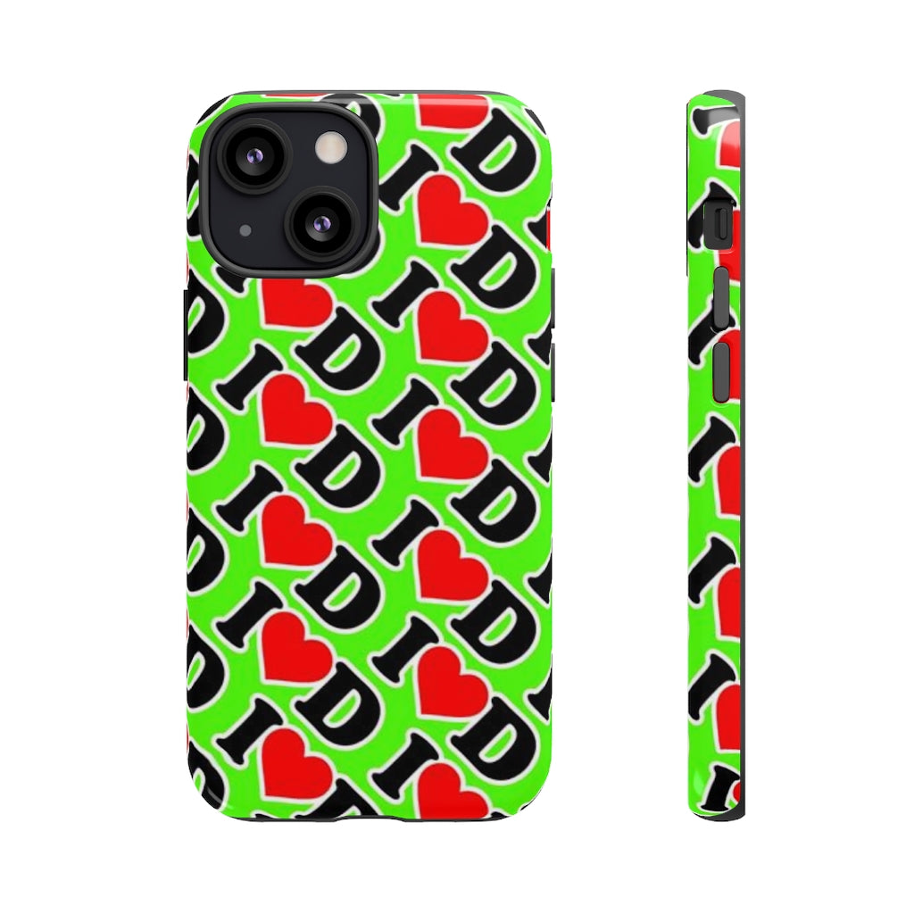 I Heart D all over print Tough Cases GREEN