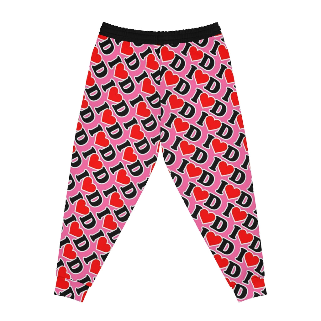 I Heart D Athletic Joggers (AOP) PINK