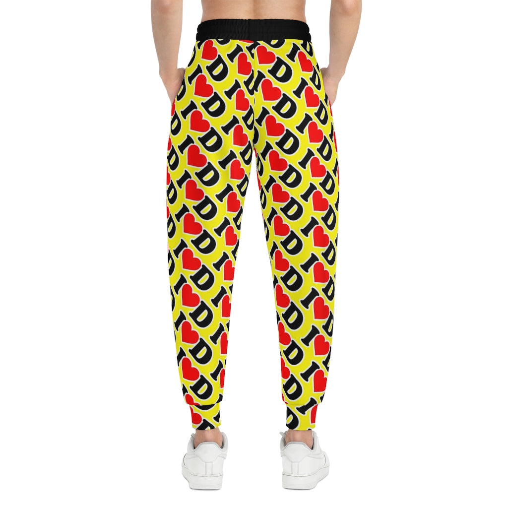 I Heart D all over print Athletic Joggers (AOP) YELLOW