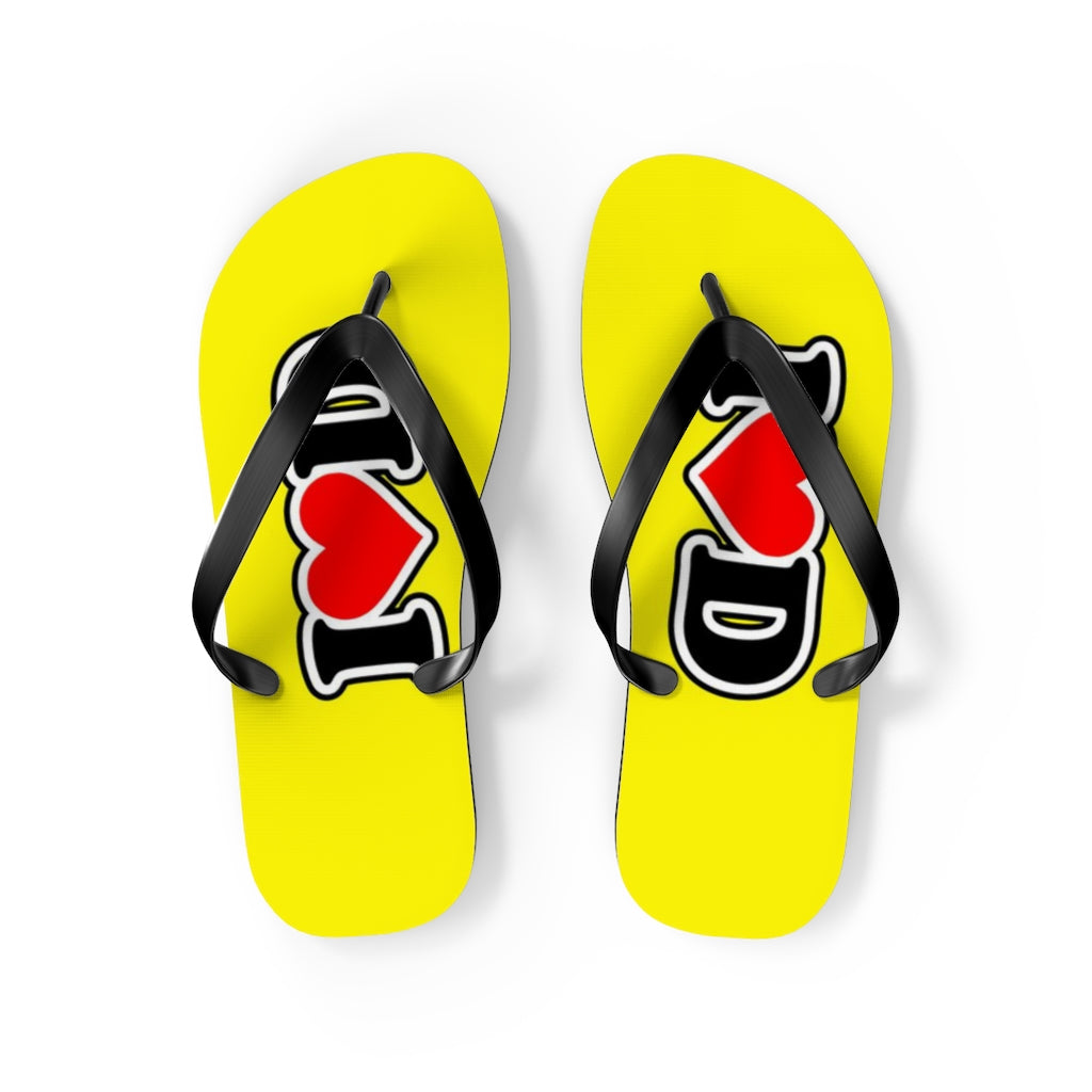 I Heart D Flip Flops YELLOW