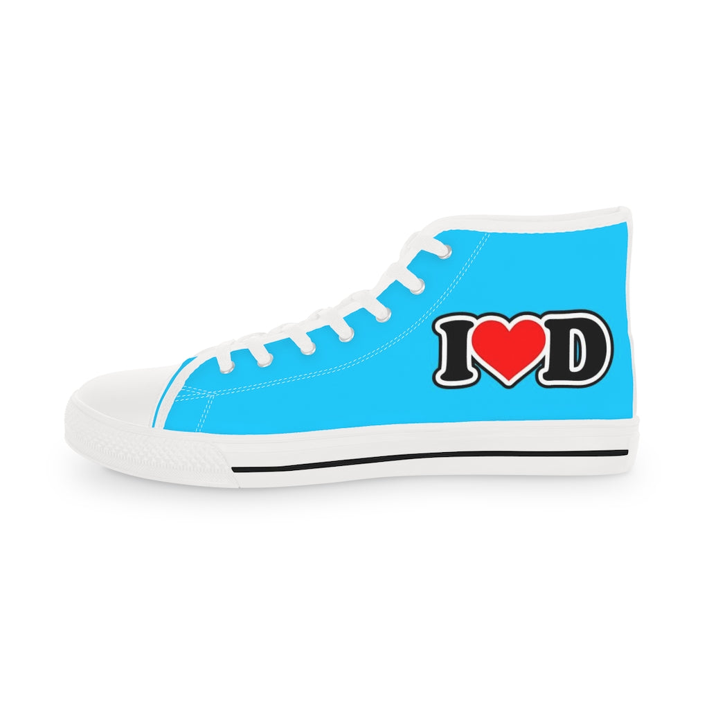 I Heart D Men's High Top Sneakers BLUE