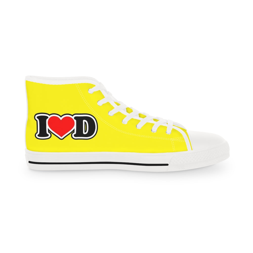 I Heart D Men's High Top Sneakers YELLOW