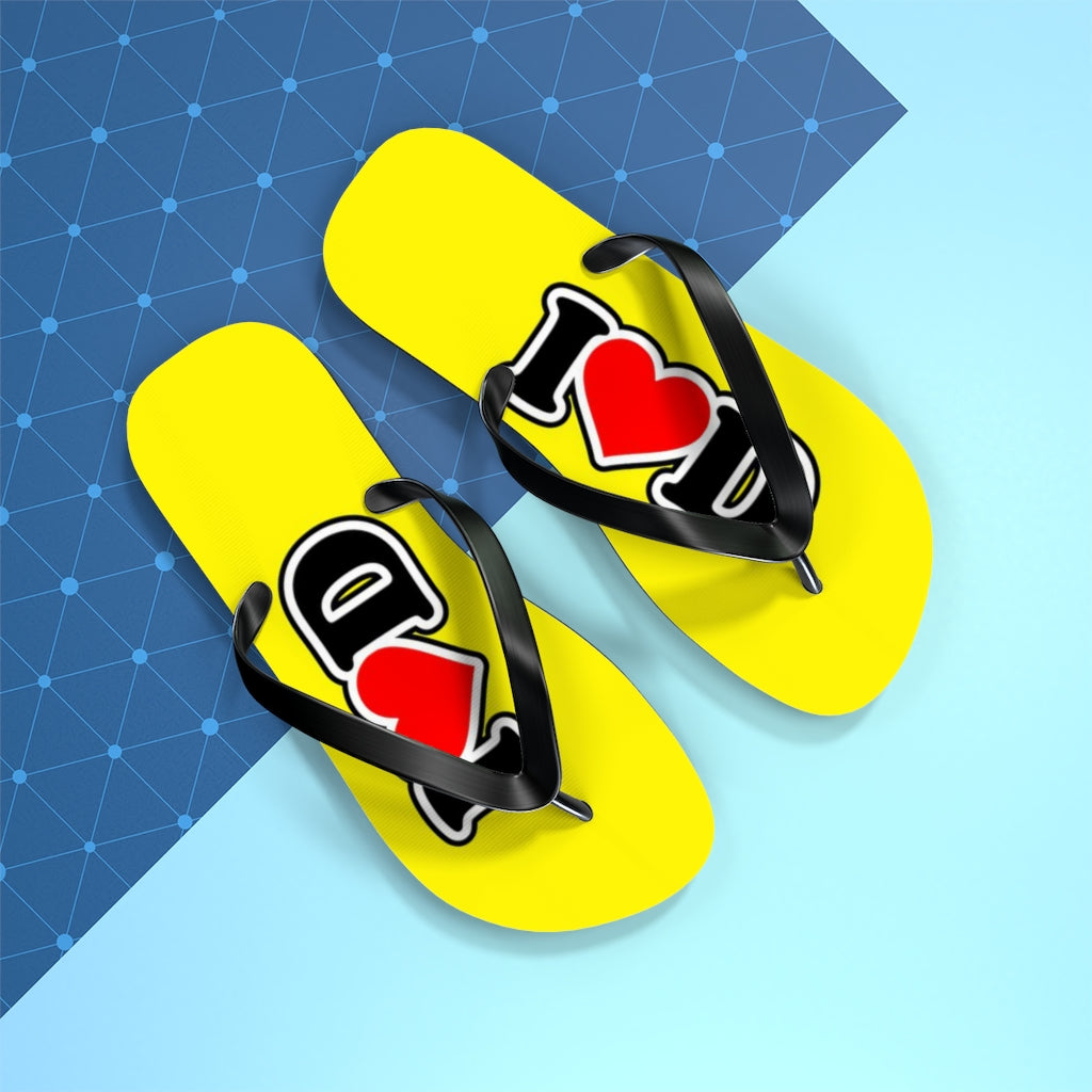 I Heart D Flip Flops YELLOW