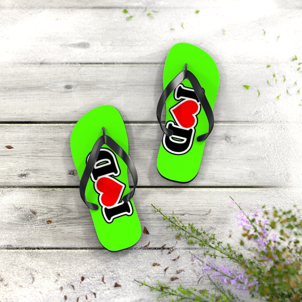 I Heart D Flip Flops GREEN