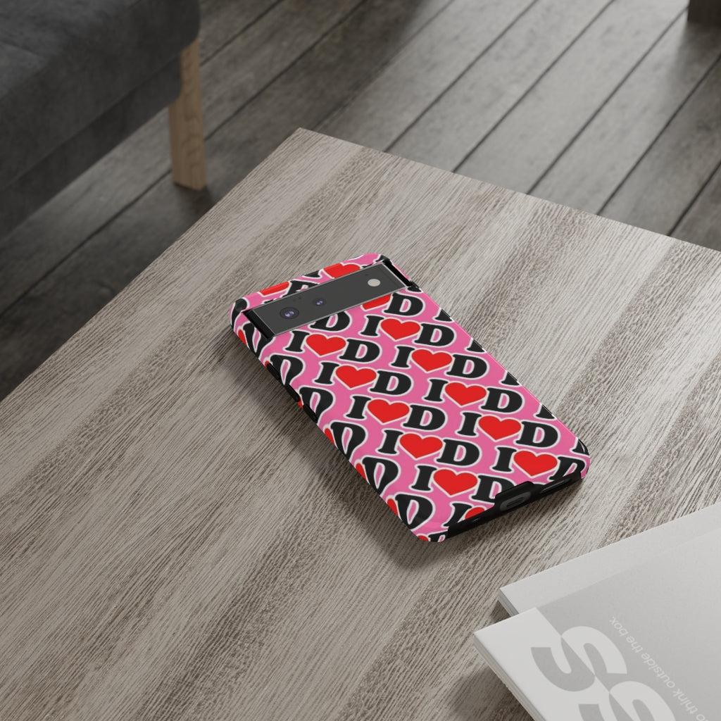 I Heart D all over print Tough Cases PINK