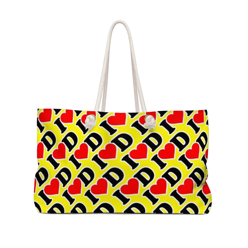 I Heart D all over print Weekender Bag YELLOW