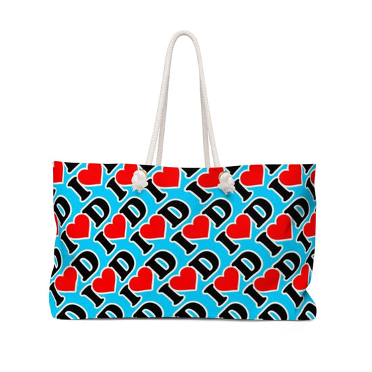 I Heart D all over print Weekender Bag BLUE