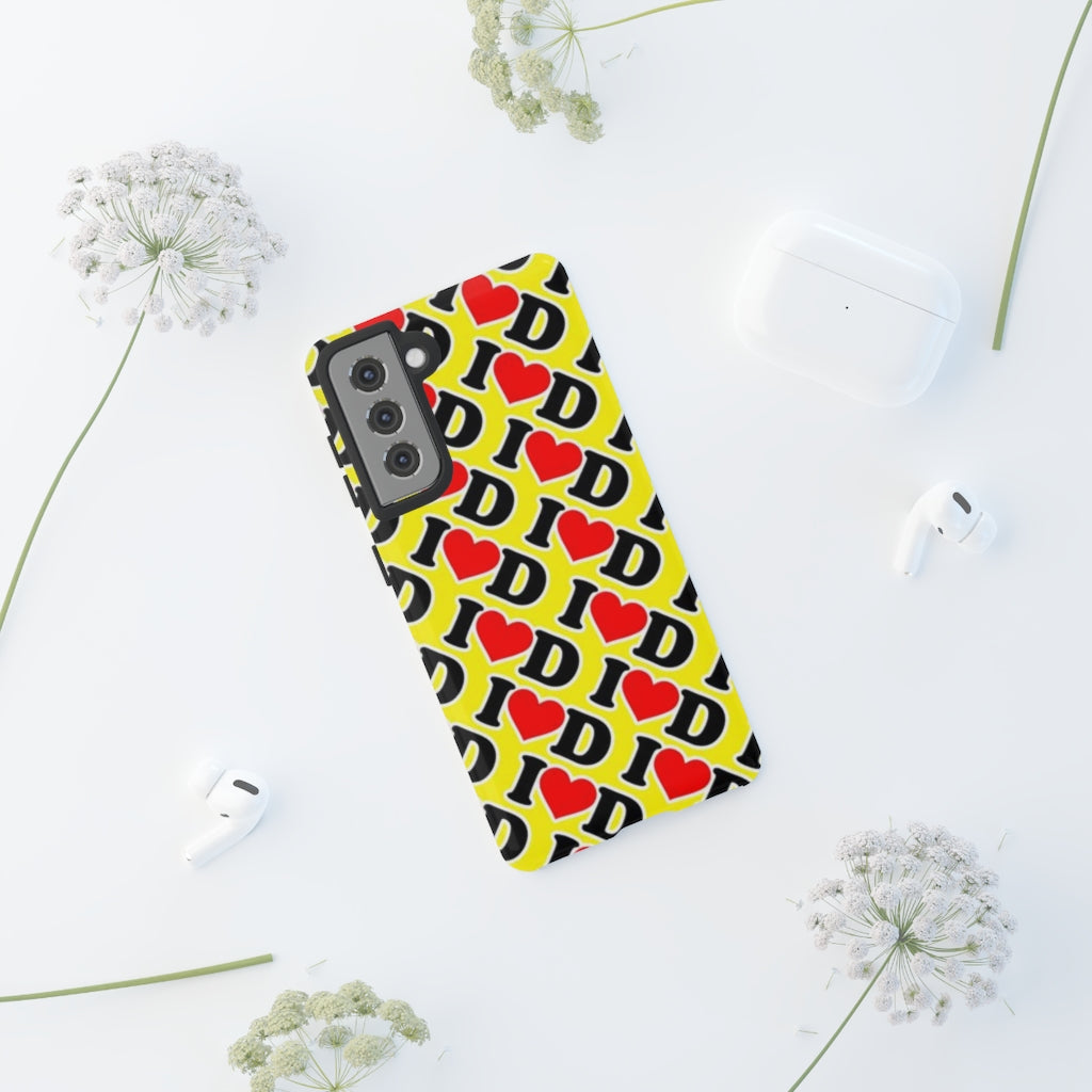 I Heart D all over print Tough Cases YELLOW