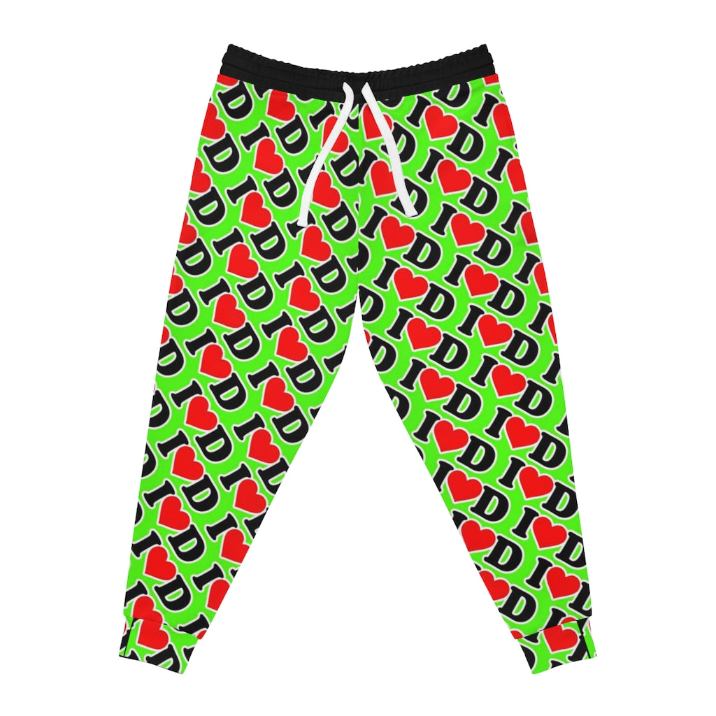 I Heart D Athletic Joggers (AOP) GREEN