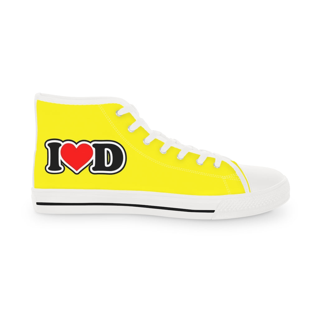 I Heart D Men's High Top Sneakers YELLOW