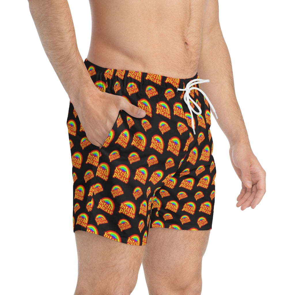 B*tch Please all over print Swim Trunks