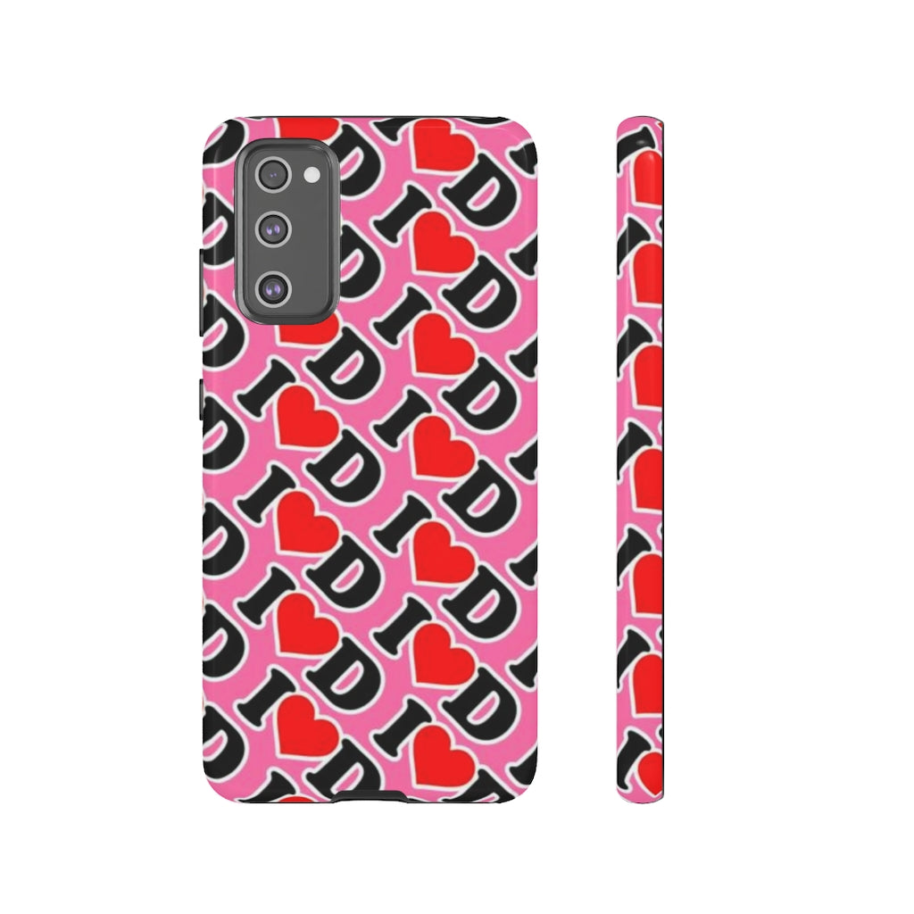 I Heart D all over print Tough Cases PINK