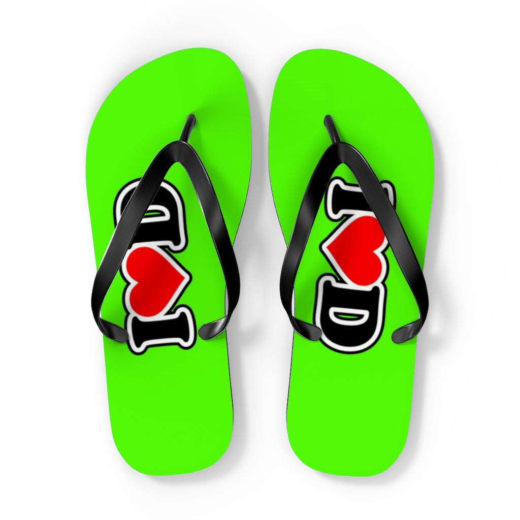 I Heart D Flip Flops GREEN