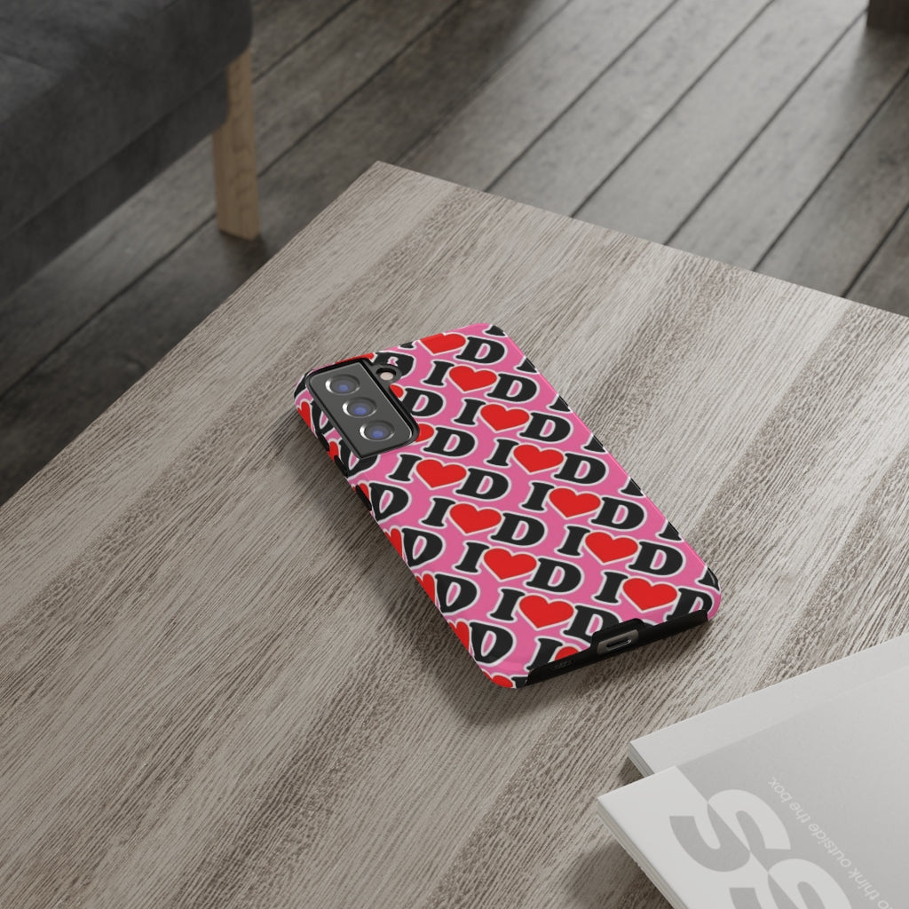 I Heart D all over print Tough Cases PINK