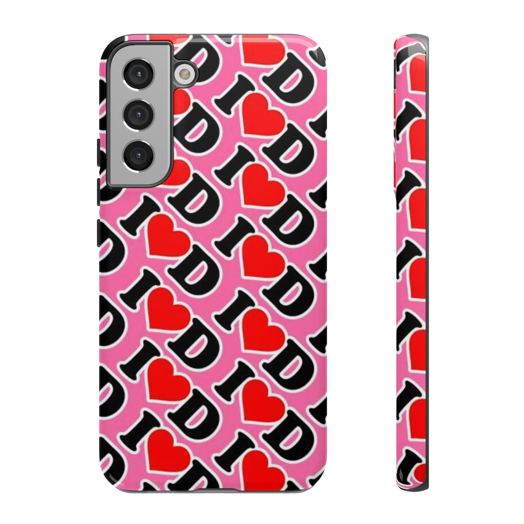 I Heart D all over print Tough Cases PINK